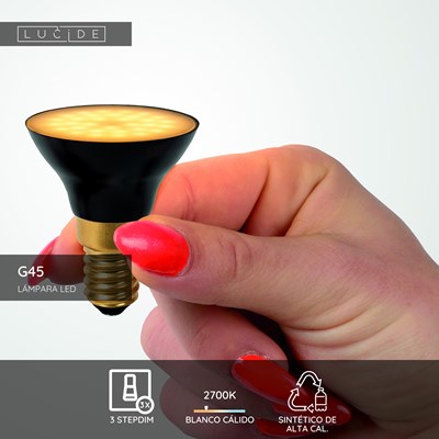Lucide G45 - Lámpara led - Ø 4,3 cm - LED 3 StepDim - E14 - 1x5W 2700K - Negro